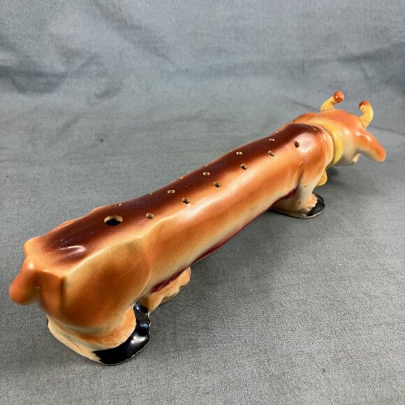 Vtg Japan Ceramic Toothpick or Incense Holder Cow Long boy 10" - Picture 4 of 6